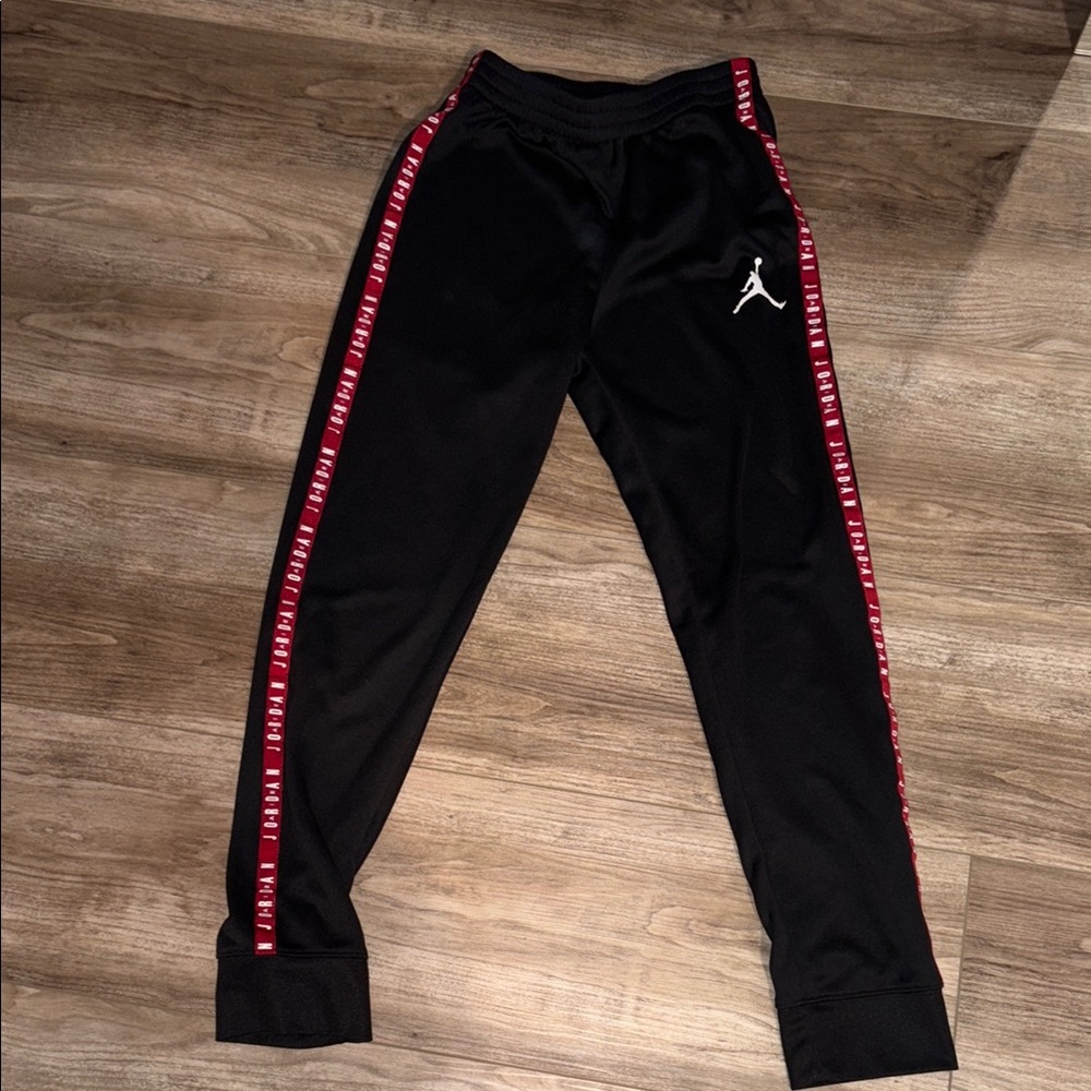 Kids Black Joggers with Red Trim